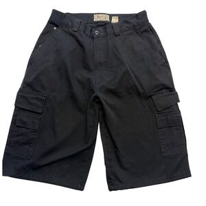 BTL Cargo Shorts Mens 32 Black 12 Inseam Twill Flat Front Utility Pockets